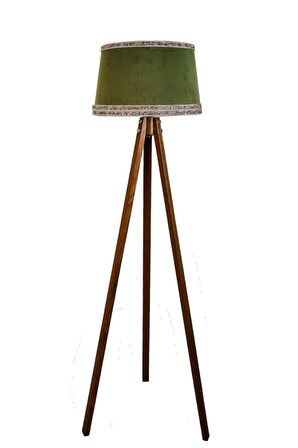 Hintişi Aks. Masif Tripod Lambader ( Yeşil/açık Ceviz)