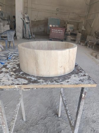 Traverten Mermer Lavabo - Çanak Traverten Lavabo