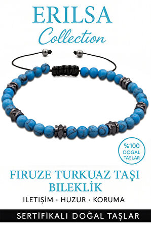 Sertifikalı Terahertz - Firuze Taşı Bileklik - İnce Model Koruma ve İfade Gücü