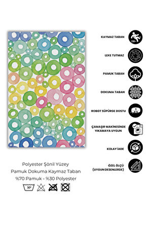 Geometrik Desenli Renkli Halı Dijital Baskılı Dokuma Kaymaz Tabanlı Yıkanabilir Antre Halısı