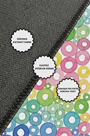 Geometrik Desenli Renkli Halı Dijital Baskılı Dokuma Kaymaz Tabanlı Yıkanabilir Antre Halısı