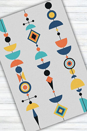 Bohem Desenli Renkli Halı Dijital Baskılı Dokuma Kaymaz Taban Yıkanabilir Salon Halısı