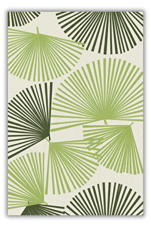 Palmiye Yapraklı Yeşil Desenli Halı Dijital Baskılı Dokuma Kaymaz Taban Yıkanabilir Pati Dostu Salon Halısı