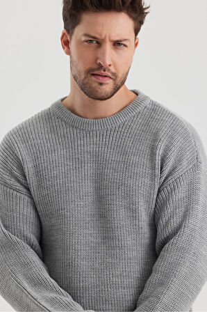 Erkek Regular Fit Bisiklet Yaka Örgülü Triko