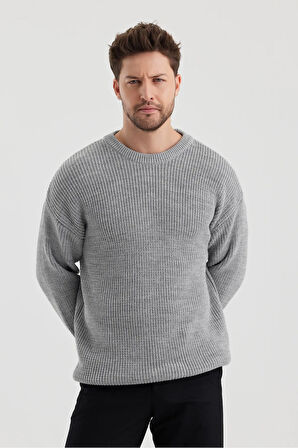 Erkek Regular Fit Bisiklet Yaka Örgülü Triko