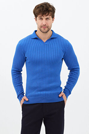 Saks Erkek Polo Yaka Fitilli Triko Kazak