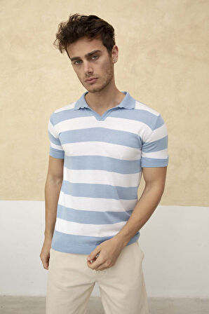 Renk Bloklu Polo Yaka Triko T-Shirt TRZ19120