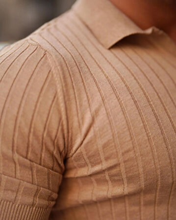 Erkek Fitilli Polo Yaka Triko T-Shirt