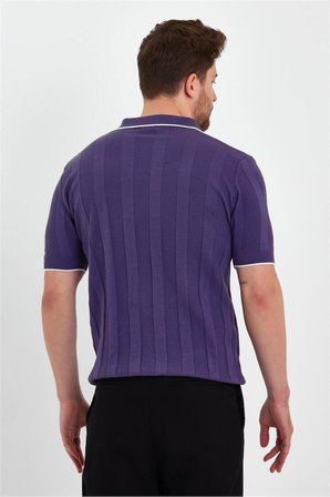 Erkek Polo Yaka Çizgili Triko T-Shirt