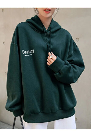 Destıny Tasarım Baskılı Sweatshirt Koyu Yeşil