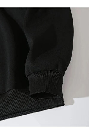 Kadın Siyah California 92 Baskılı Oversize Sweatshirt