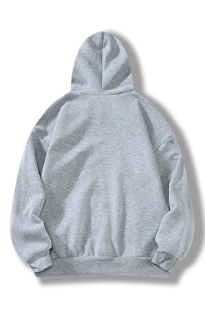 Unisex Gri California 1984 Baskılı Oversize Sweatshirt