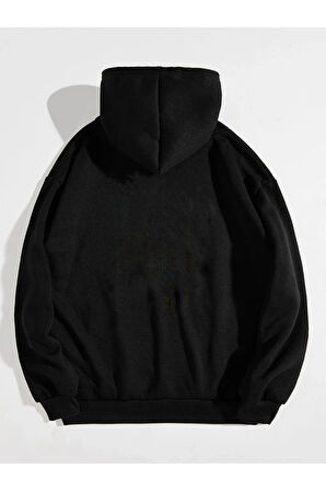 Unisex Siyah Kapüşonlu Sweatshirt Enjoy Freedom Baskılı