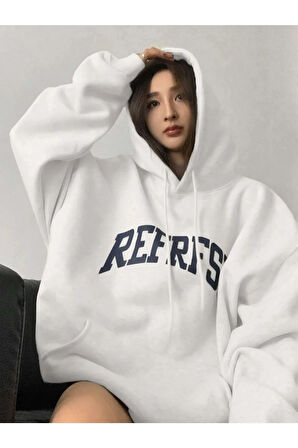 Kadın Beyaz Refrfsh Baskılı Sweatshirt