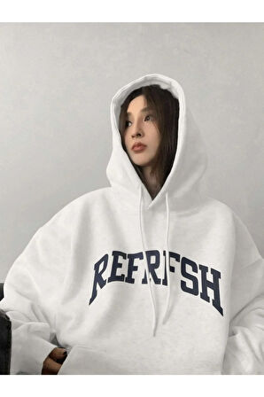 Kadın Beyaz Refrfsh Baskılı Sweatshirt
