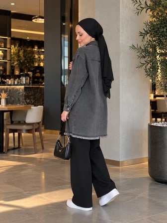 🖤 Kot Ceket – Desenli, Düğmeli, Büyük Beden Uyumlu
