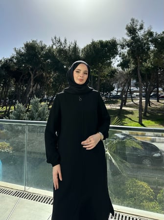 Günlük ve Umre Kullanımına Uygun Rabia Kumaş Siyah İkili Takım