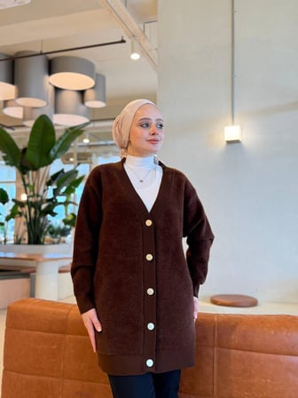 🧶 Sakallı Hırka | Uzun Triko Hırka--Standart Beden (38-46)
