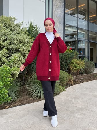🧶 Sakallı Hırka | Uzun Triko Hırka--Standart Beden (38-46)