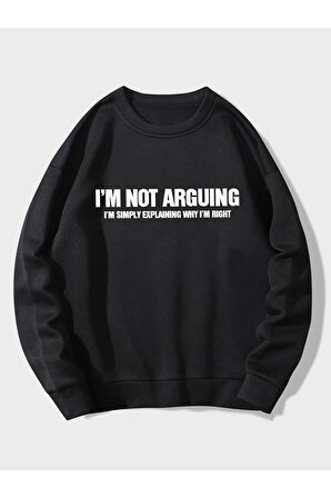 Unisex Siyah Arguing Baskılı Oversize Sweatshirt