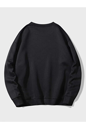 Unisex Siyah Arguing Baskılı Oversize Sweatshirt