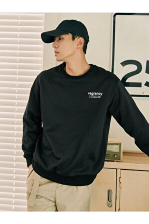 Siyah Vargancy Tasarım Baskılı Oversize Sweatshirt