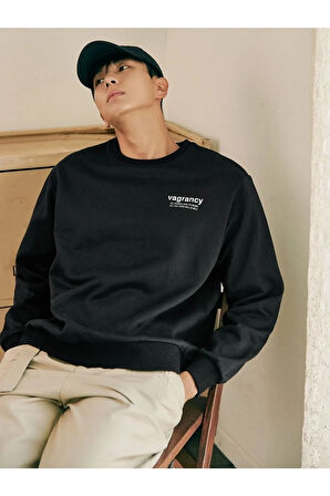 Siyah Vargancy Tasarım Baskılı Oversize Sweatshirt