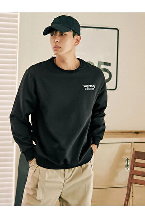 Siyah Vargancy Tasarım Baskılı Oversize Sweatshirt