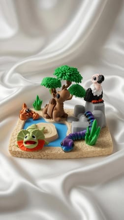 Çöl Ekibi | 3D Baskı Çöl Hayvanları Oyun Seti | Deve, Akrep, Yılan, Kertenkele ve Akbaba 