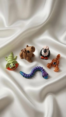 Çöl Ekibi | 3D Baskı Çöl Hayvanları Oyun Seti | Deve, Akrep, Yılan, Kertenkele ve Akbaba 
