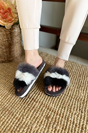 Kadın Tüylü Peluş Terlik Ev Terliği TS1145
