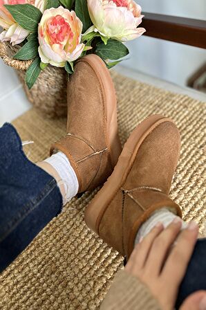 Kadın Süet Yarım Bot İçi Kürklü Bot & Bootie TS1146