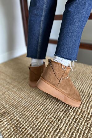 Kadın Süet Yarım Bot İçi Kürklü Bot & Bootie TS1146