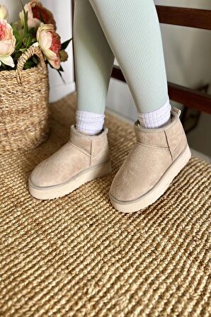 Kadın Süet Yarım Bot İçi Kürklü Bot & Bootie TS1146