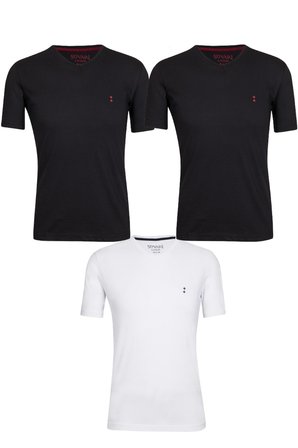 Erkek Siyah Beyaz Pamuk O Yaka  Süper Rahat T-Shirt 3'lü