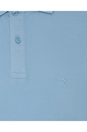 Erkek Mavi Bol Kesim Polo Yaka T-Shirt