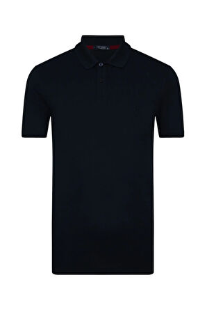 Erkek Mavi Bol Kesim Polo Yaka T-Shirt