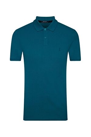 Erkek Turkuaz Slim Fit Polo Yaka Tişört