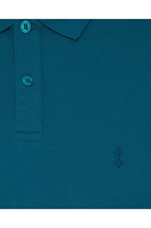 Erkek Turkuaz Slim Fit Polo Yaka Tişört