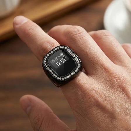 Elektronik Tesbih Yüzük 20 Mm Zirkon Taş Detaylı Zikirmatik
