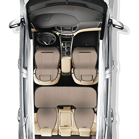 Keten Cepli Araç Ön Arka Koltuk Koruyucu Minder Kılıf | Sırt Dayanmalı 5'Li Araba Koltuk Minderi