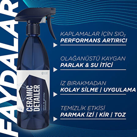 GYEON Q²M CeramicDetailer Seramik Yüzey Detaylandırıcı ve Parlatıcı - 500 ml -Su İtici Oto Cila