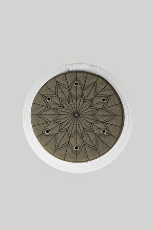 Talebe Sarığı - Beyaz Kumaş - Yeşil Takke - Düz Sarım - Kuş Gözü - 7 metre