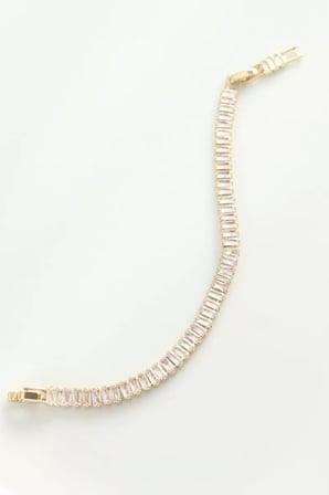 Pirinç Zirkon Taşlı Gold Renk Su Yolu Bileklik - TJ-BB6044