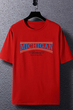 Uyguntarz Unisex State Of Michigan Baskılı T-shirt