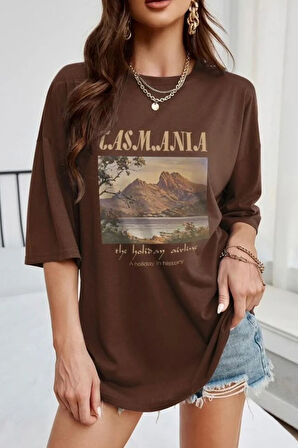 Unisex Tasmania Baskılı T-shirt