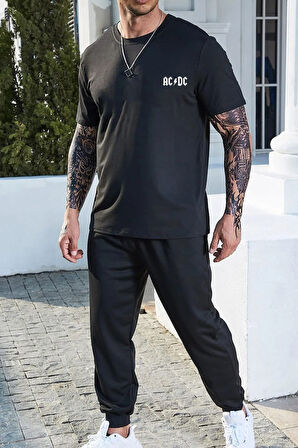 Uyguntarz Unisex Acdc Baskılı 2'li Eşofman Takımı