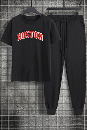 Uyguntarz Unisex Boston Baskılı 2'li Eşofman Takımı
