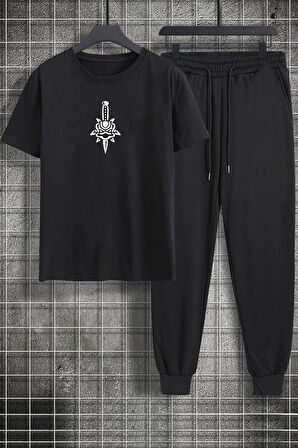 Uyguntarz Unisex Skullcracked Baskılı 2'li Eşofman Takımı