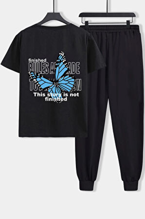 Uyguntarz Unisex Kelebek Baskılı 2'li Eşofman Takımı